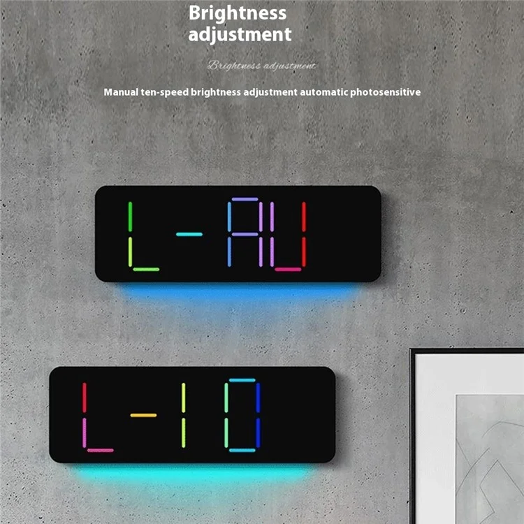 6678R Minimalistische RGB Nachtlicht Wanduhr Multifunktions-Zeit Temperatur Datum Digitale Anzeige Uhr