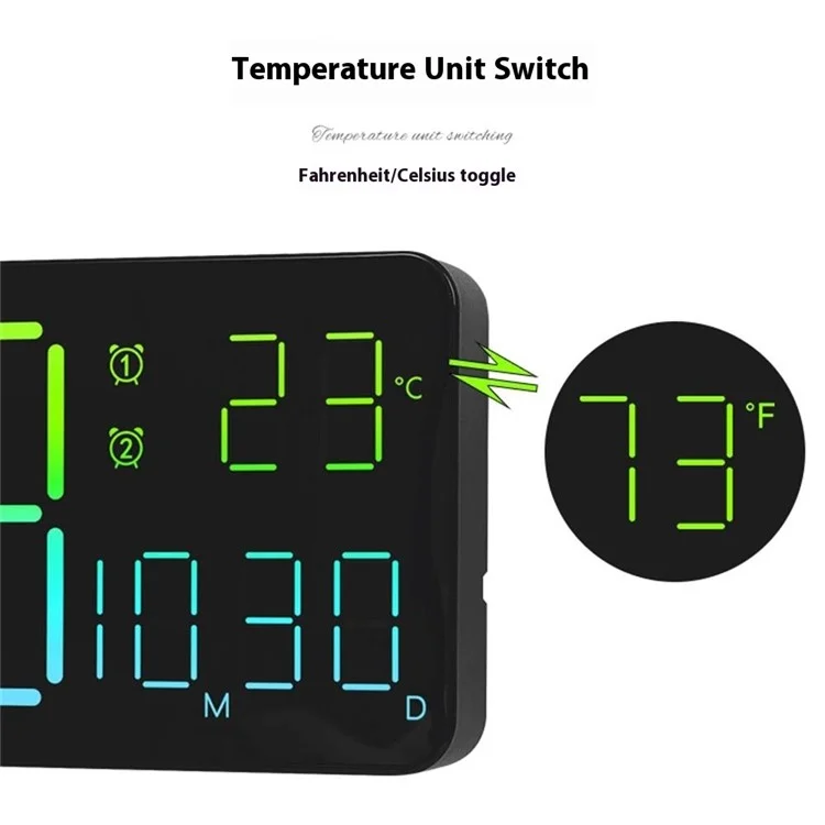 6678R Minimalistische RGB Nachtlicht Wanduhr Multifunktions-Zeit Temperatur Datum Digitale Anzeige Uhr