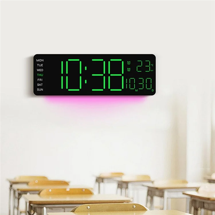 6678R Minimalistische RGB Nachtlicht Wanduhr Multifunktions-Zeit Temperatur Datum Digitale Anzeige Uhr