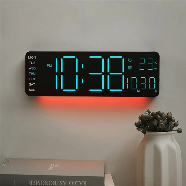 6678R Minimalistische RGB Nachtlicht Wanduhr Multifunktions-Zeit Temperatur Datum Digitale Anzeige Uhr