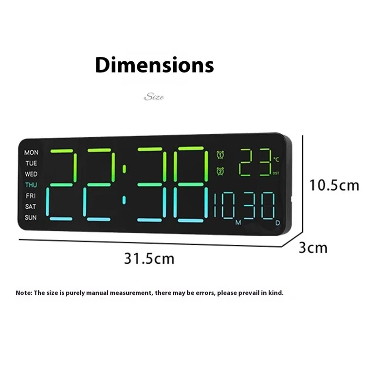 6678R Minimalistische RGB Nachtlicht Wanduhr Multifunktions-Zeit Temperatur Datum Digitale Anzeige Uhr