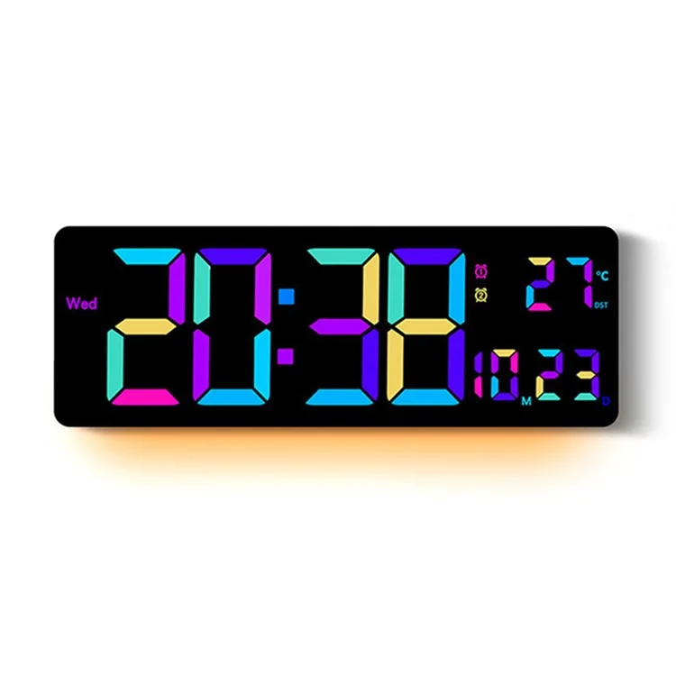 6658RGB Relógio de Parede Digital Eletrônico de 16 Polegadas com Mudança de Cor RGB para Sala de Estar