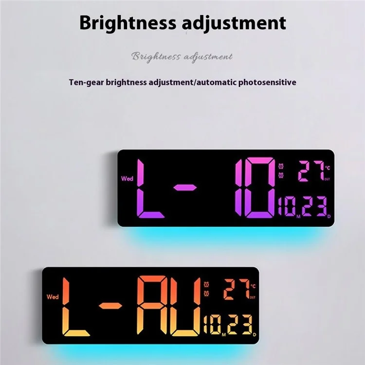 6658RGB Relógio de Parede Digital Eletrônico de 16 Polegadas com Mudança de Cor RGB para Sala de Estar