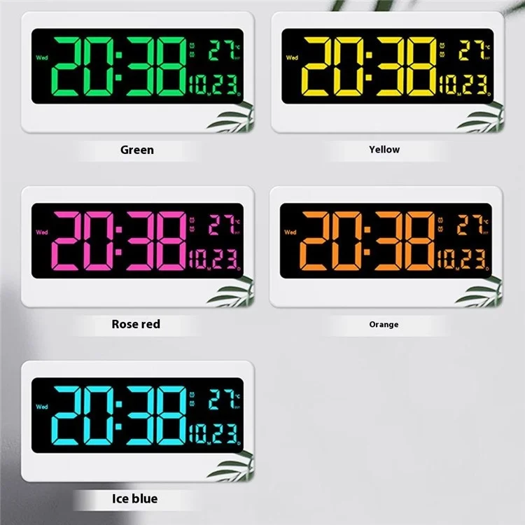 6658RGB Relógio de Parede Digital Eletrônico de 16 Polegadas com Mudança de Cor RGB para Sala de Estar