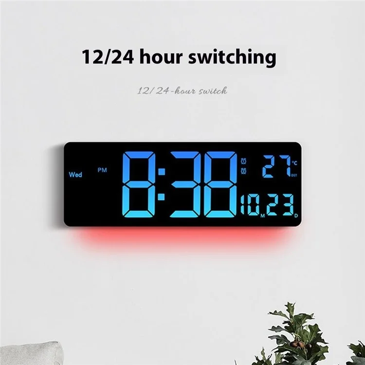 6658RGB Relógio de Parede Digital Eletrônico de 16 Polegadas com Mudança de Cor RGB para Sala de Estar