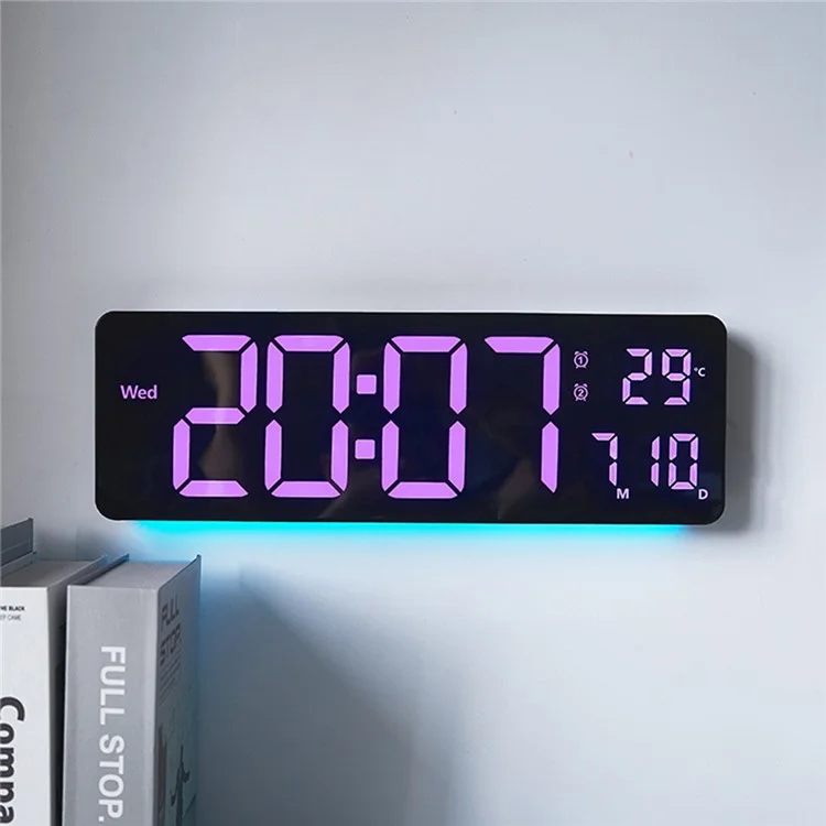 6658RGB Relógio de Parede Digital Eletrônico de 16 Polegadas com Mudança de Cor RGB para Sala de Estar
