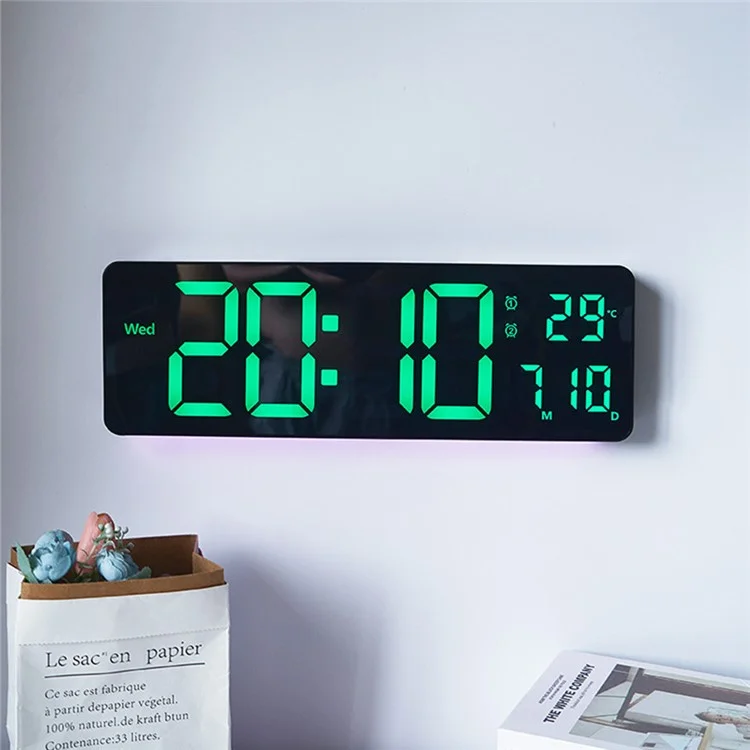 6658RGB Relógio de Parede Digital Eletrônico de 16 Polegadas com Mudança de Cor RGB para Sala de Estar