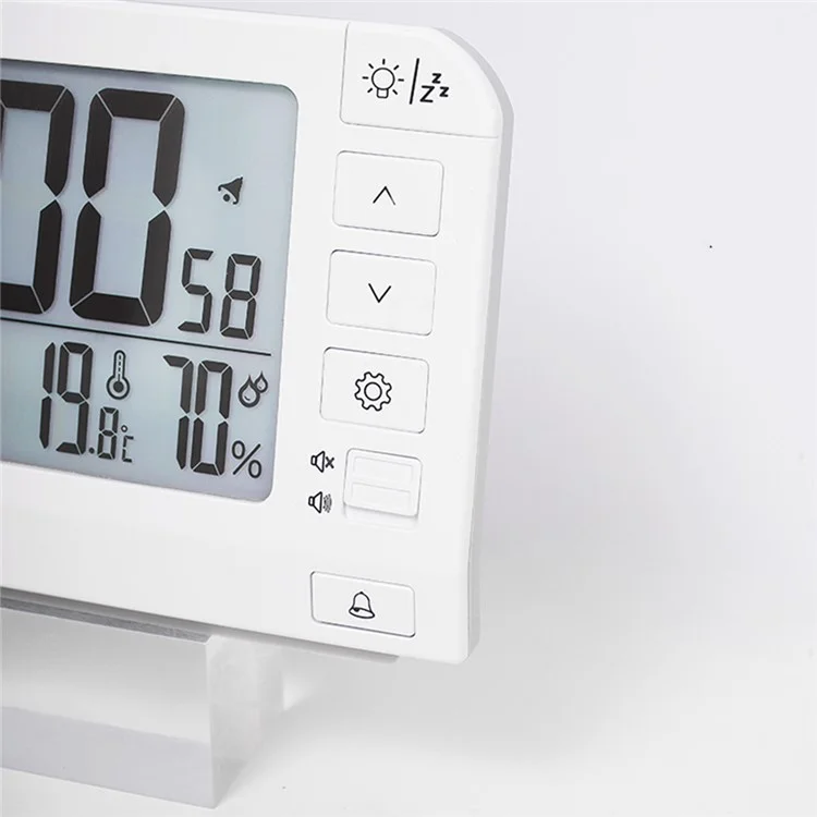YD109 LCD Digital Alarm Clock Large Display Temperature Humidity Display Bedside Backlight Clock - Black