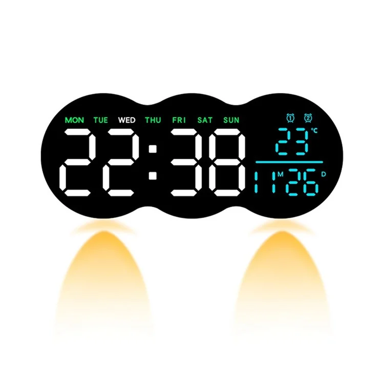 2808 Digital LED Wall Clock Living Room Multi-Function Temperature Date Display Alarm Clock with Light - Three Color Display