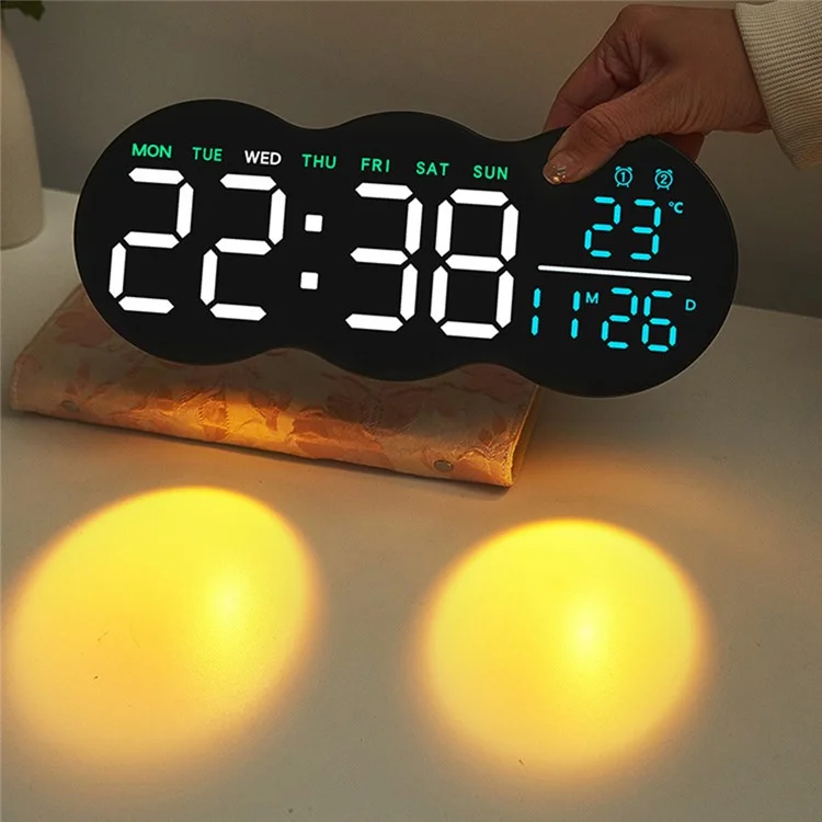 2808 Digital LED Wall Clock Living Room Multi-Function Temperature Date Display Alarm Clock with Light - Three Color Display