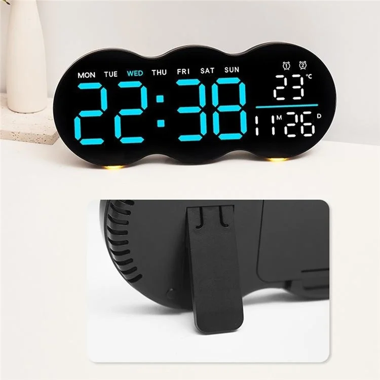 2808 Digital LED Wall Clock Living Room Multi-Function Temperature Date Display Alarm Clock with Light - Three Color Display