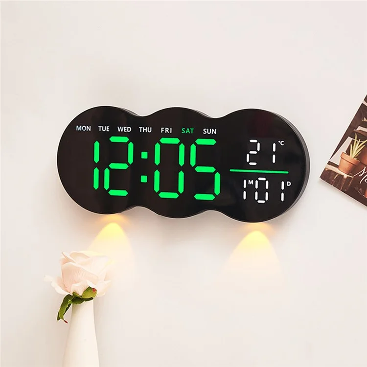 2808 Digital LED Wall Clock Living Room Multi-Function Temperature Date Display Alarm Clock with Light - Three Color Display