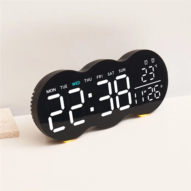 2808 Digital LED Wall Clock Living Room Multi-Function Temperature Date Display Alarm Clock with Light - Three Color Display