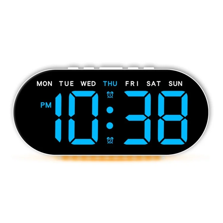 GH9003 Multifunctional LED Digital Clock Temperature Display Ambient Light Bedside Clock - White Shell / Blue Display