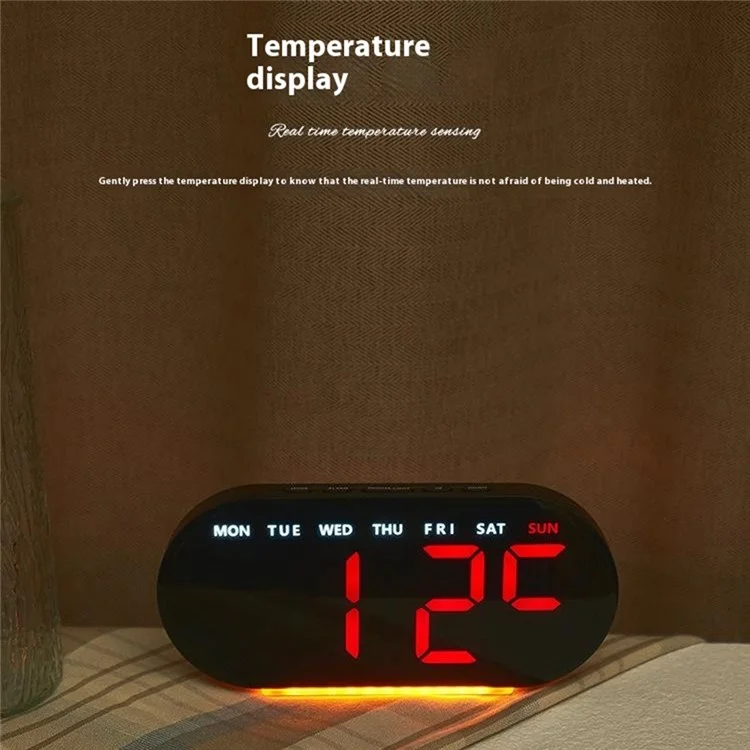 GH9003 Multifunctional LED Digital Clock Temperature Display Ambient Light Bedside Clock - White Shell / Blue Display