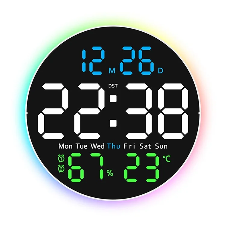 6672 Multifunctional Wall Clock Night Light Temperature Humidity Display Silent Electronic Clock - Three Color