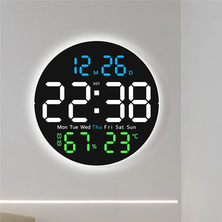 6672 Multifunctional Wall Clock Night Light Temperature Humidity Display Silent Electronic Clock - Three Color