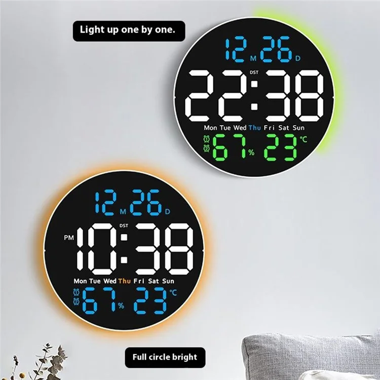6672 Multifunctional Wall Clock Night Light Temperature Humidity Display Silent Electronic Clock - Three Color