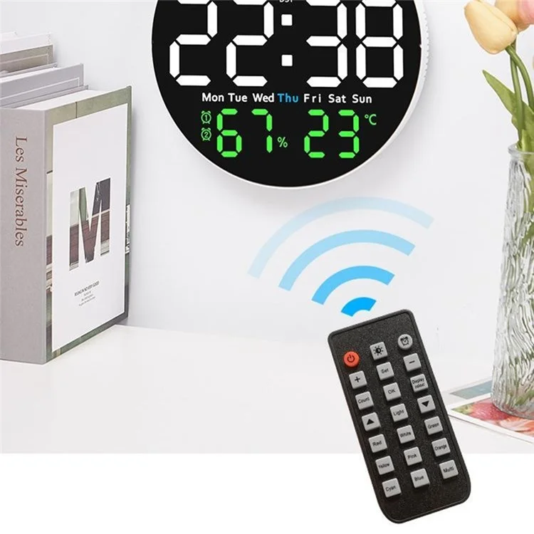 6672 Multifunctional Wall Clock Night Light Temperature Humidity Display Silent Electronic Clock - Three Color