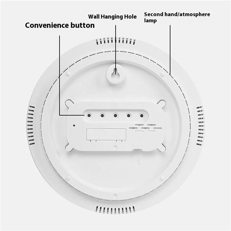 6672 Multifunctional Wall Clock Night Light Temperature Humidity Display Silent Electronic Clock - Three Color