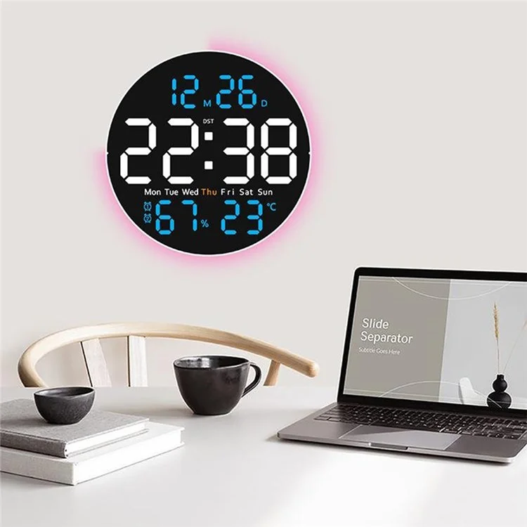 6672 Multifunctional Wall Clock Night Light Temperature Humidity Display Silent Electronic Clock - Three Color