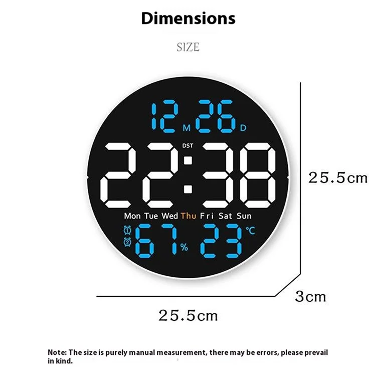 6672 Multifunctional Wall Clock Night Light Temperature Humidity Display Silent Electronic Clock - Three Color