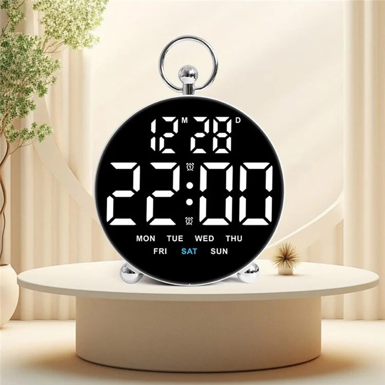 8029 LED Digital Alarm Clock Multi Function Students Electronic Desk Clock with Large Display - White