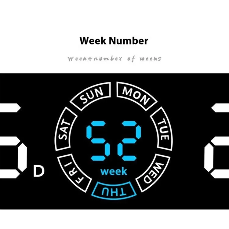 6667 LED Digitale Wanduhr Wohnzimmer Modern Minimalistisch Elektronische Uhr mit Temperatur- / Luftfeuchtigkeitsanzeige - Blau