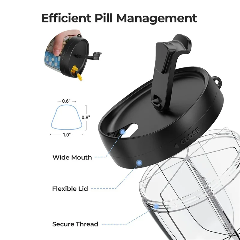Contenitore Organizzatore Settimanale per Pillole di Grado Alimentare da 7 Giorni, Scatola per Medicinali Impermeabile e Portatile (Privo di BPA, No FDA) - Nero