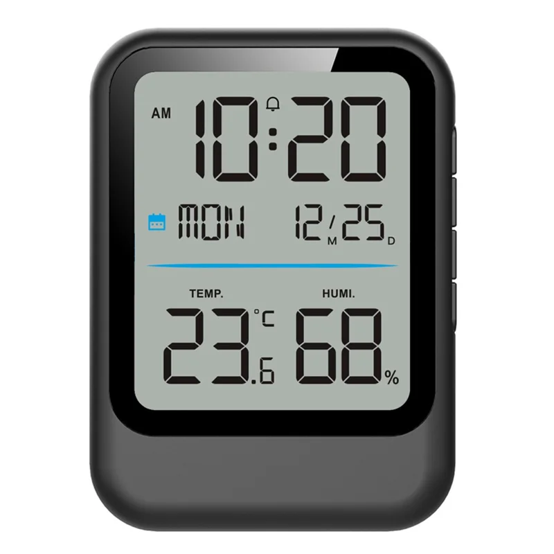 Reloj Despertador Digital 8007C con Termómetro e Higrómetro - Pantalla de Temperatura y Humedad - Negro