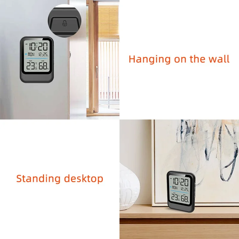 Reloj Despertador Digital 8007C con Termómetro e Higrómetro - Pantalla de Temperatura y Humedad - Negro