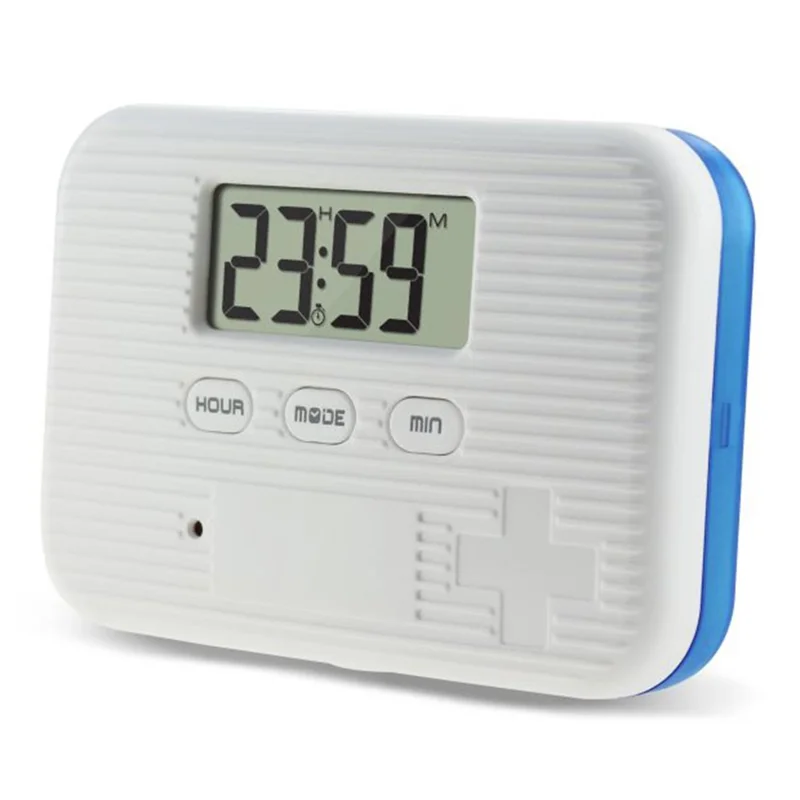 CR-211 Organizador Inteligente de Comprimidos com Temporizador e Lembrete, Caixa de Medicamentos com 6 Compartimentos para Viagem de 7 Dias, Suplemento de Saúde - Azul