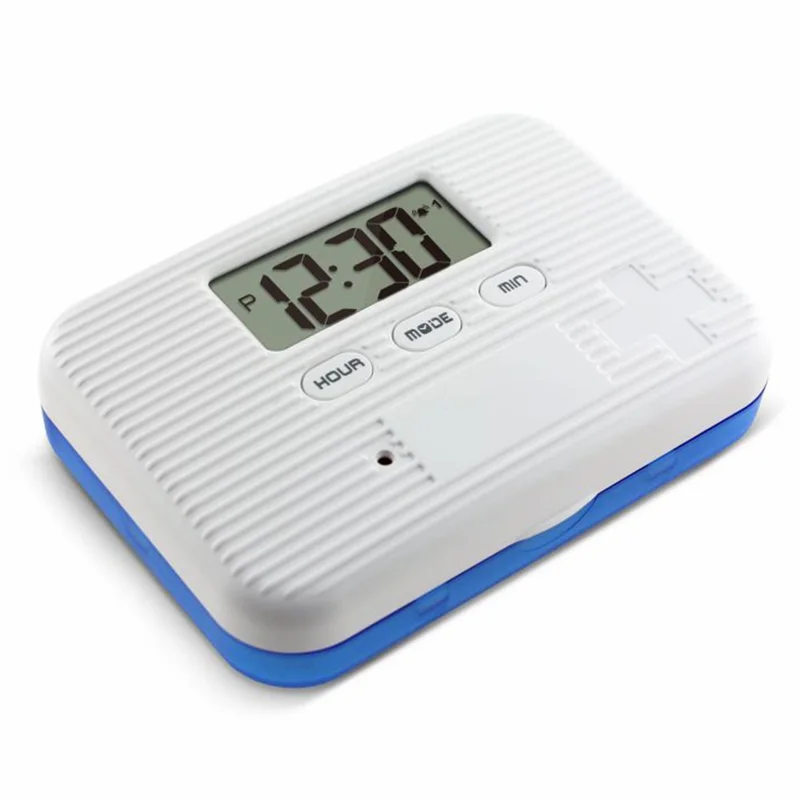 CR-211 Organizador Inteligente de Comprimidos com Temporizador e Lembrete, Caixa de Medicamentos com 6 Compartimentos para Viagem de 7 Dias, Suplemento de Saúde - Azul