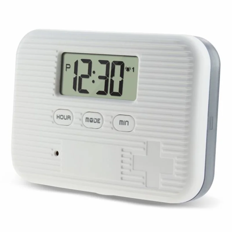 CR-211 Smart Pill Organizer Timer Reminder 6-Compartment Medication Box 7-Day Travel Health Supplement Container (BPA Free, No FDA) - Grey