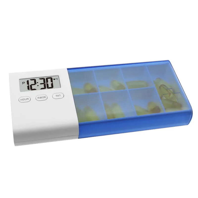 CR-250 Organizador Inteligente de Pastillas con Temporizador Electrónico - Pastillero Portátil de 7 Compartimentos para Uso Diario - Azul