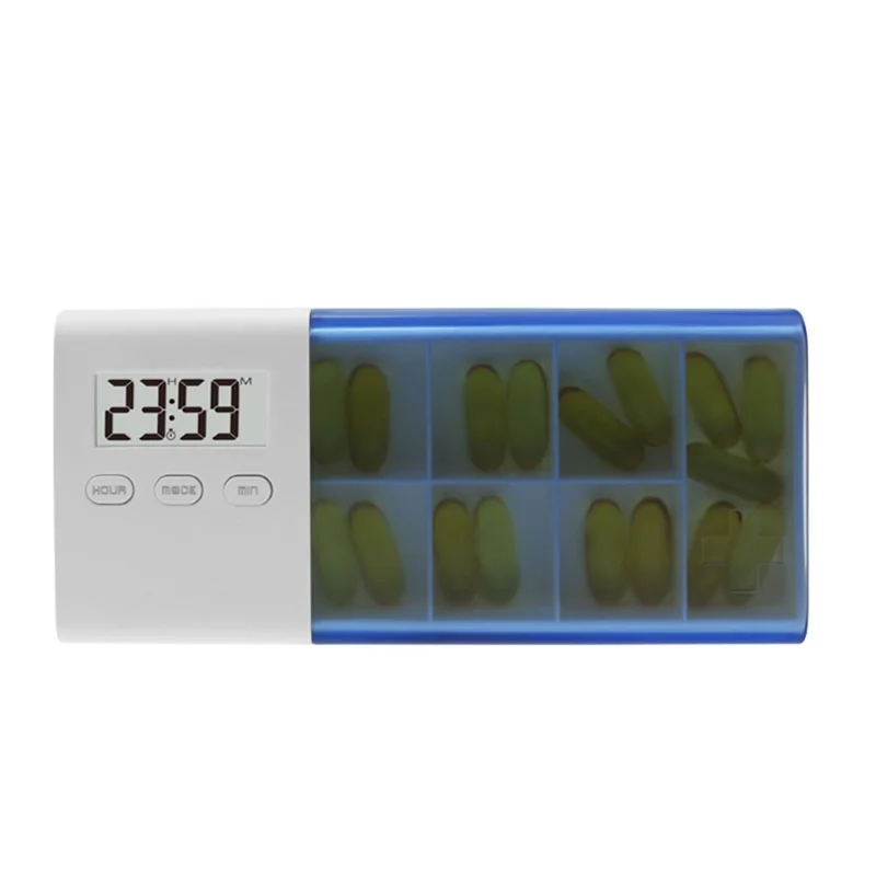 CR-250 Organizador Inteligente de Pastillas con Temporizador Electrónico - Pastillero Portátil de 7 Compartimentos para Uso Diario - Azul