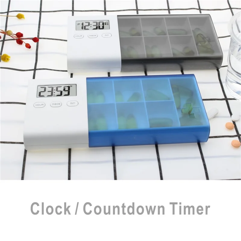 CR-250 Organizador Inteligente de Pastillas con Temporizador Electrónico - Pastillero Portátil de 7 Compartimentos para Uso Diario - Azul