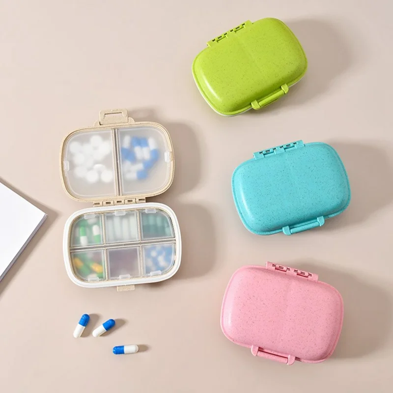 Boîte de rangement pour médicaments avec 8 compartiments, portable et hermétique, anti-humidité (sans BPA, testé FCM) - PP / Bleu