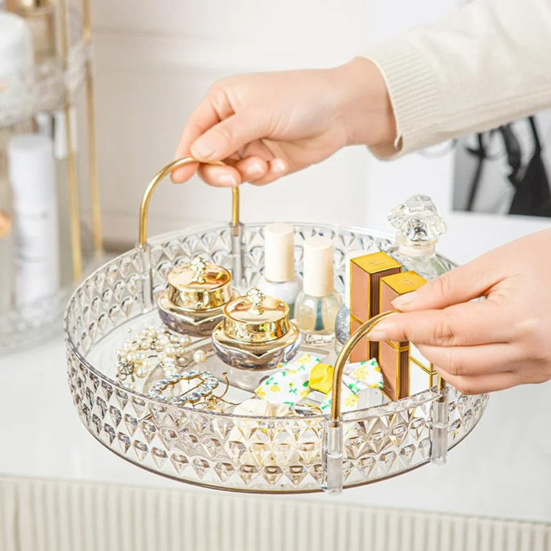 Drehbarer Luxus-Kosmetik-Organizer Einstöckiger Make-up Skincare Parfüm Aufbewahrungsständer