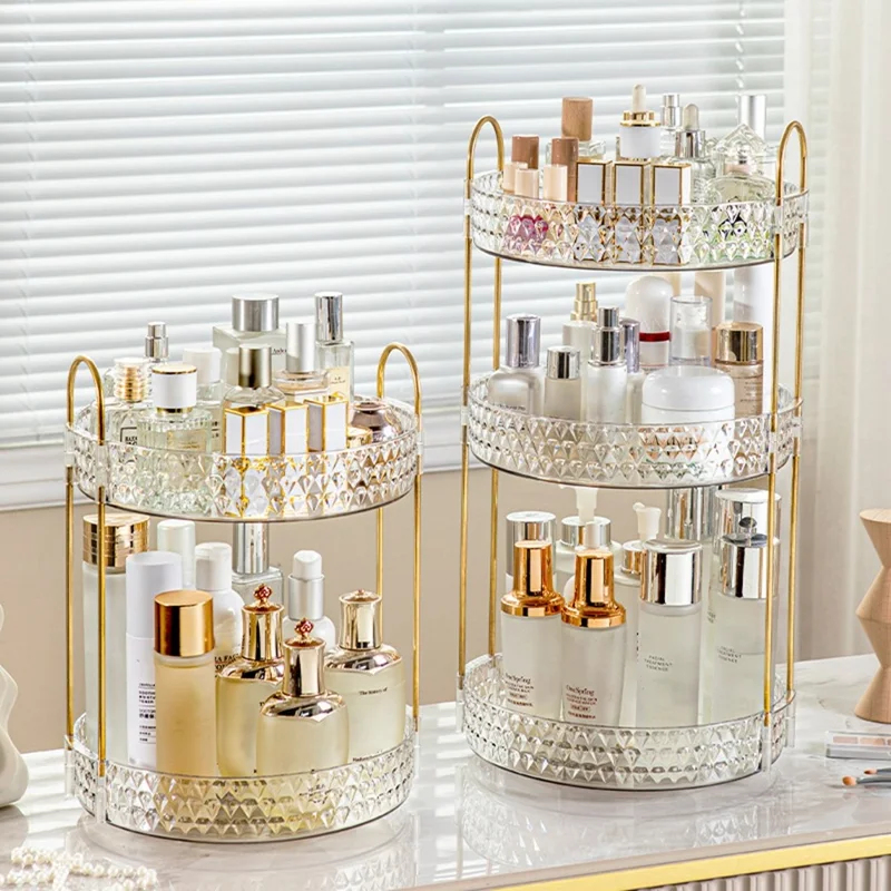 Organizador Giratório de 2 Níveis para Maquiagem, Cosméticos, Skincare, Perfume e Batom