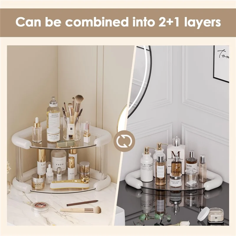 Transparenter 3-stufiger Kosmetik-Organizer Make-up Aufbewahrungsregal Kosmetikablage Hautpflege Parfüm Präsentationsständer - Weiß