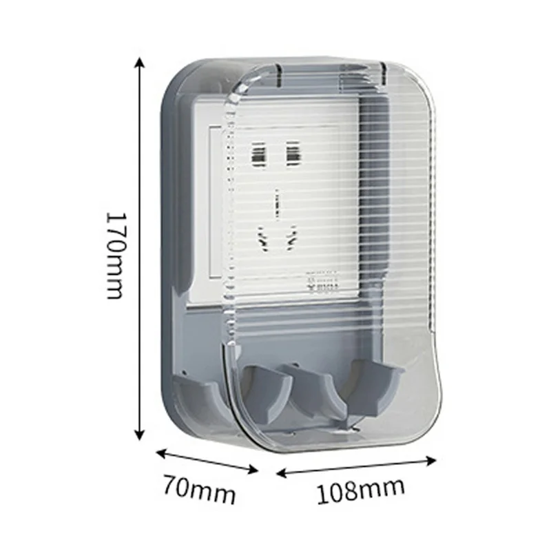 86 Type Wall Socket Waterproof Cover Bathroom Electric Plug Splash Guard Box for Single Outlet - Transparent Grey