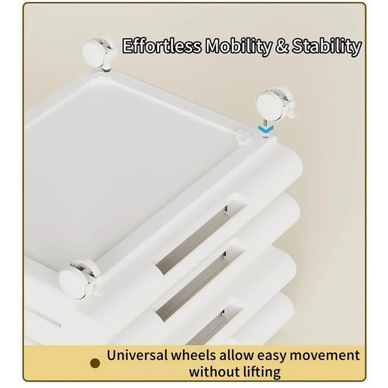 4 Drawer Under Desk HIPS + ABS  Storage Cabinet Office Home A4 File Documents Stationery Organizer with Wheels - White