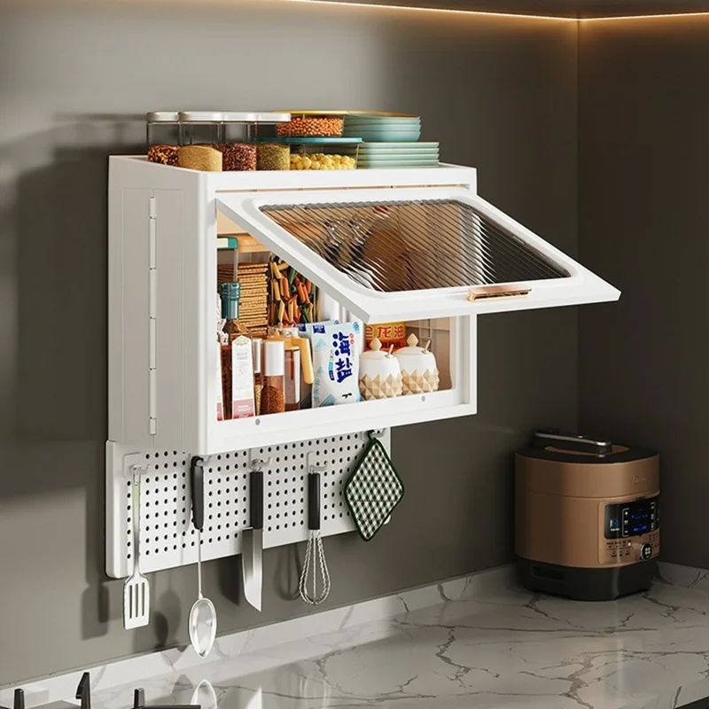 Geen Boorbenodigdheden Wandmontage Keuken Badkamer PP Organizer Kruidenrek Opbergkast met Pegboard