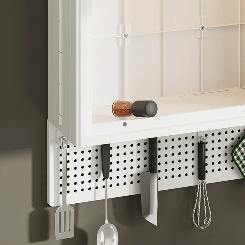 Geen Boorbenodigdheden Wandmontage Keuken Badkamer PP Organizer Kruidenrek Opbergkast met Pegboard