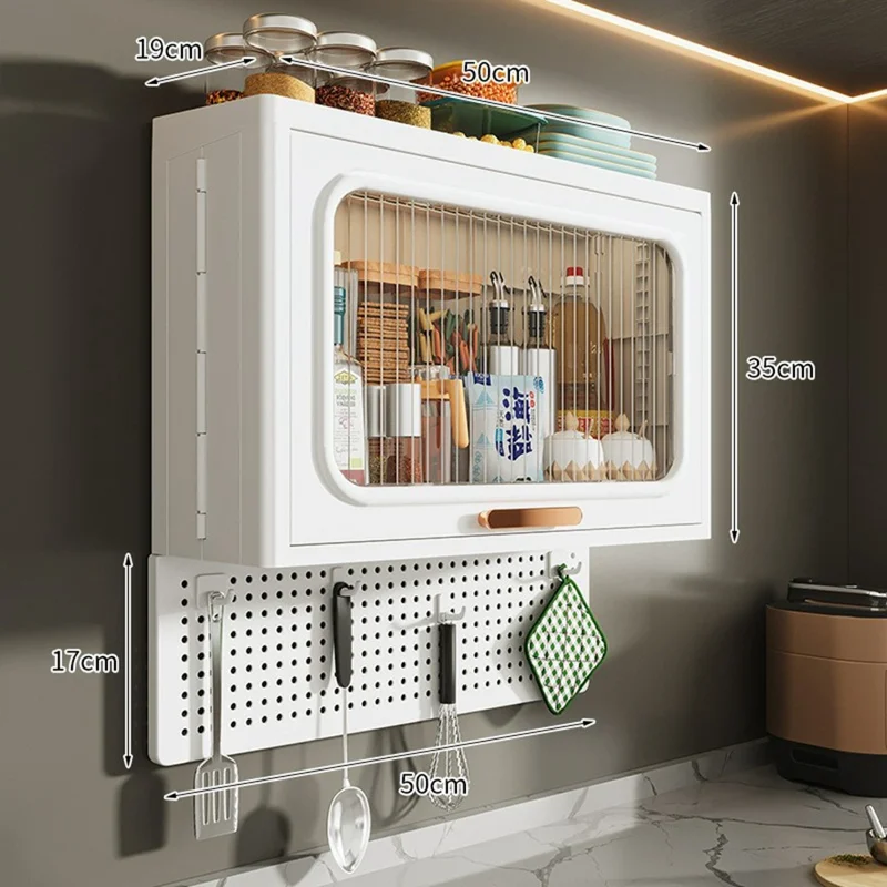 Geen Boorbenodigdheden Wandmontage Keuken Badkamer PP Organizer Kruidenrek Opbergkast met Pegboard