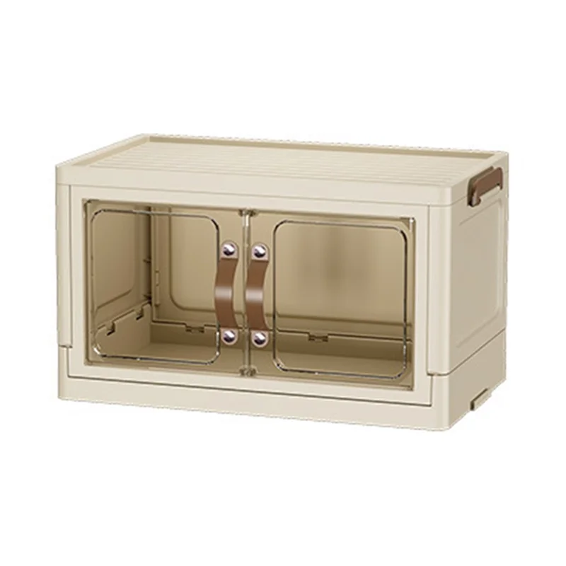 1-Layer Cabinet Desktop PP Organizer Transparent Door Stationery Cosmetics Storage Box