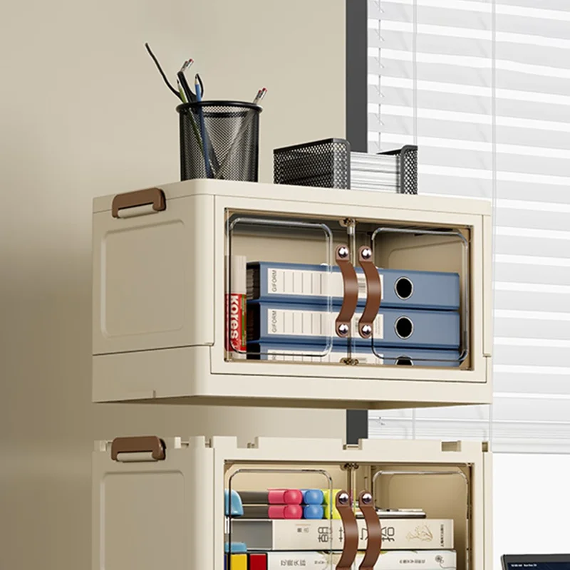 1-Layer Cabinet Desktop PP Organizer Transparent Door Stationery Cosmetics Storage Box