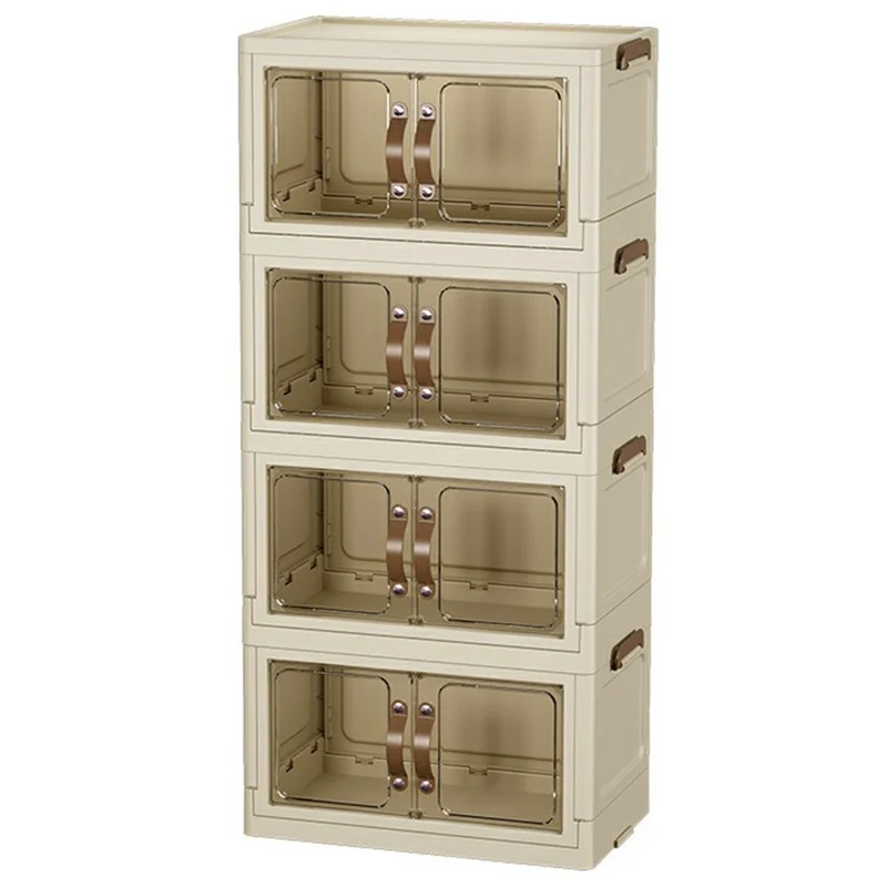 4-Layer Cabinet Desktop PP Organizer Transparent Door Stationery Cosmetics Storage Box