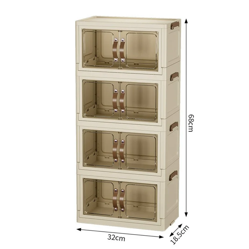 4-Layer Cabinet Desktop PP Organizer Transparent Door Stationery Cosmetics Storage Box